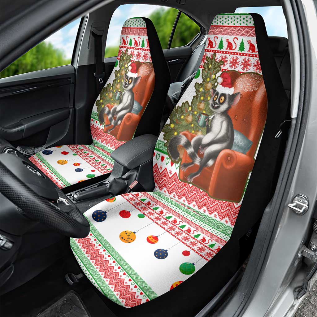 Madagascar Christmas Car Seat Cover Lemur Santa Hat Holiday Tree - African Pride