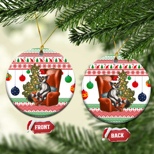 Madagascar Christmas Ceramic Ornament Lemur Santa Hat Holiday Tree - African Pride