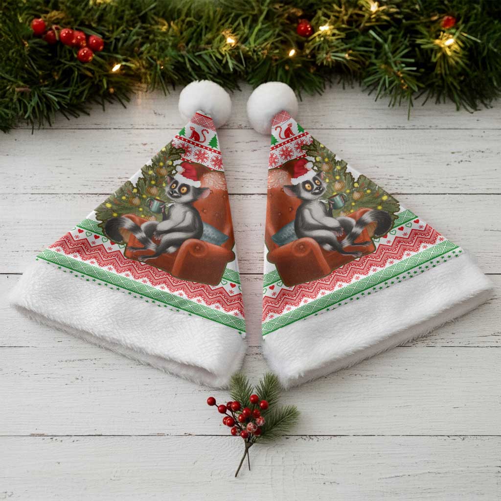 Madagascar Christmas Santa Hat Lemur Santa Hat Holiday Tree - African Pride