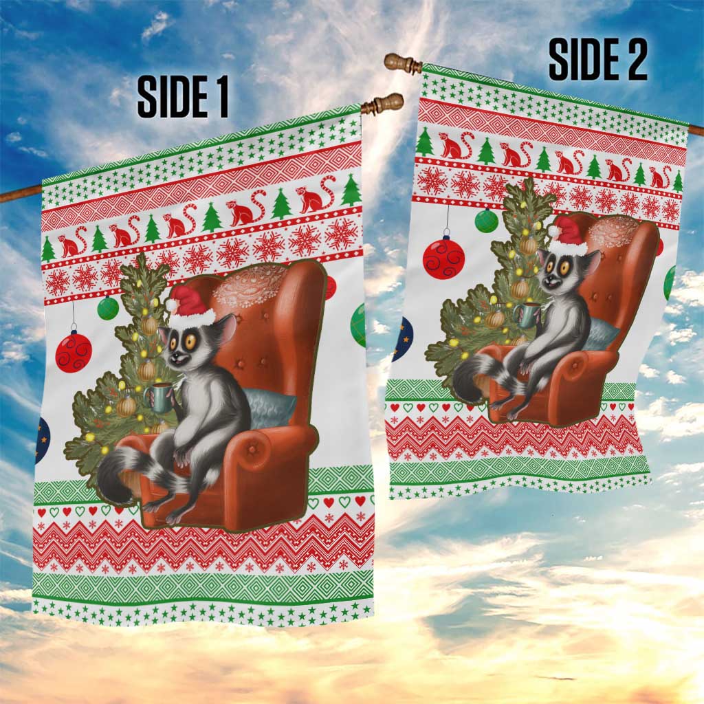 Madagascar Christmas Garden Flag Lemur Santa Hat Holiday Tree - African Pride