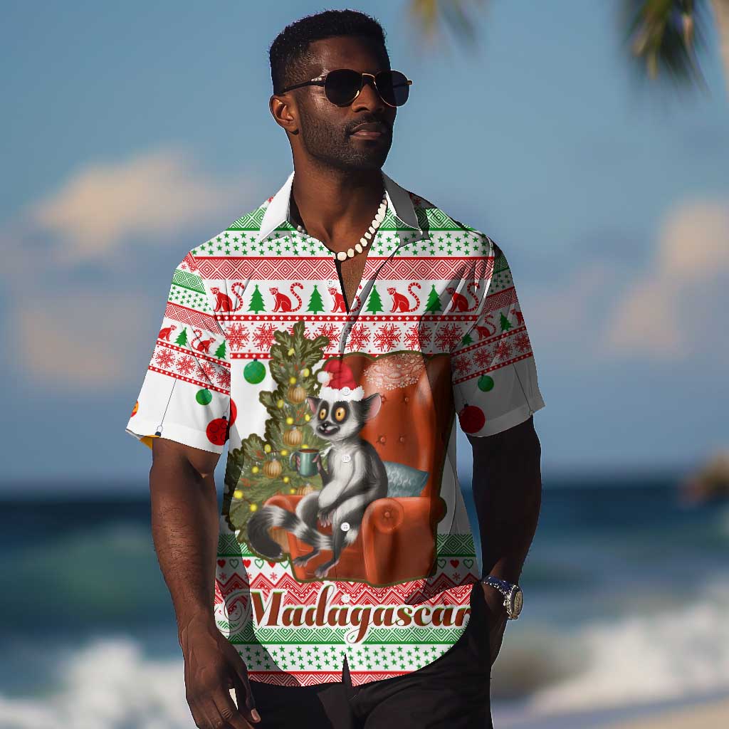 Madagascar Christmas Hawaiian Shirt Lemur Santa Hat Holiday Tree - African Pride