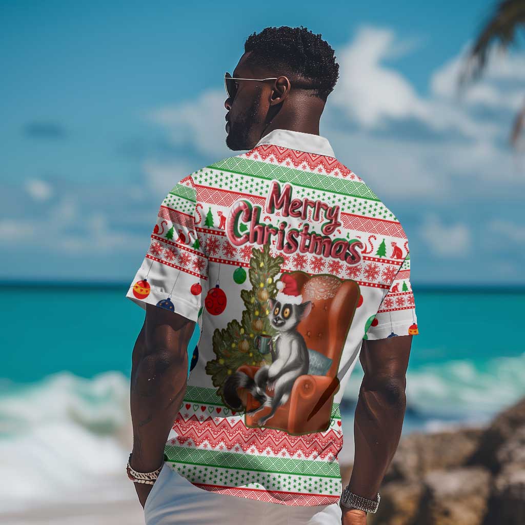 Madagascar Christmas Hawaiian Shirt Lemur Santa Hat Holiday Tree - African Pride