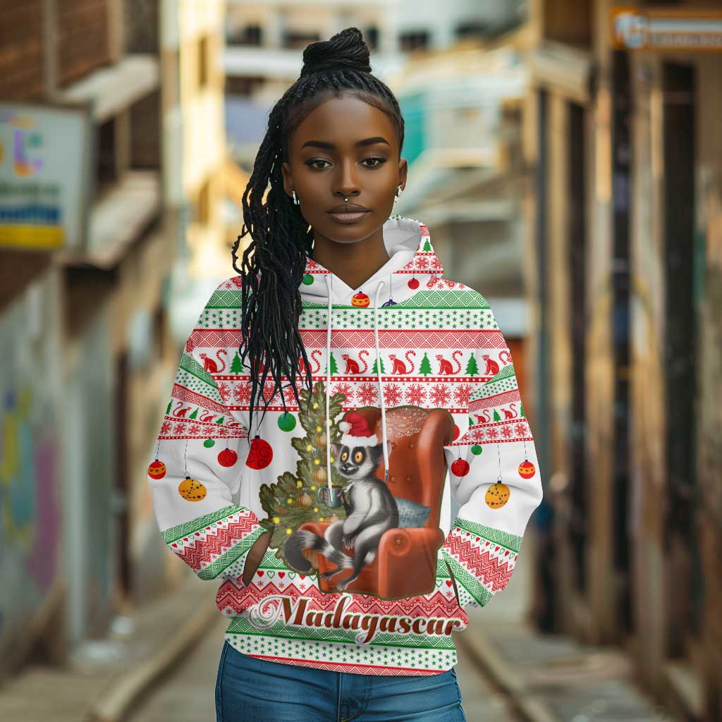 Madagascar Christmas Hoodie Lemur Santa Hat Holiday Tree - African Pride