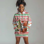Madagascar Christmas Hoodie Dress Lemur Santa Hat Holiday Tree - African Pride