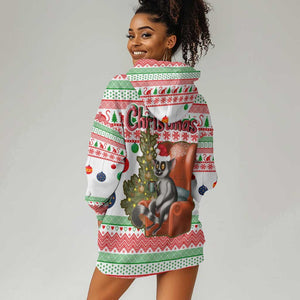 Madagascar Christmas Hoodie Dress Lemur Santa Hat Holiday Tree - African Pride