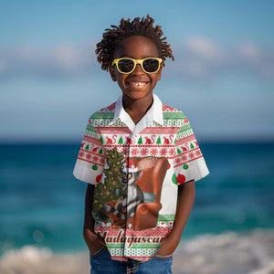 Madagascar Christmas Kid Hawaiian Shirt Lemur Santa Hat Holiday Tree - African Pride