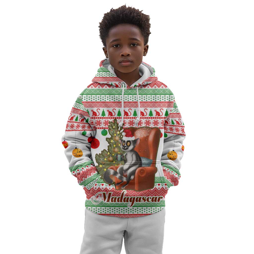 Madagascar Christmas Kid Hoodie Lemur Santa Hat Holiday Tree - African Pride