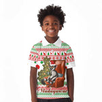 Madagascar Christmas Kid Polo Shirt Lemur Santa Hat Holiday Tree - African Pride