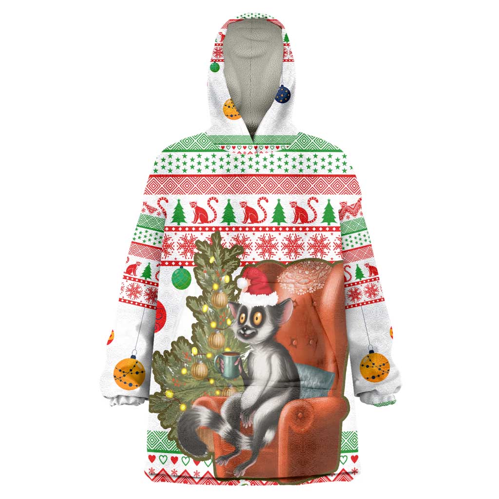 Madagascar Christmas Kid Wearable Blanket Hoodie Lemur Santa Hat Holiday Tree - African Pride