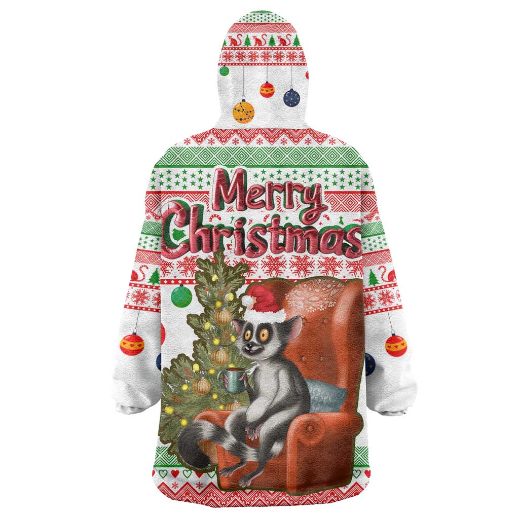 Madagascar Christmas Kid Wearable Blanket Hoodie Lemur Santa Hat Holiday Tree - African Pride