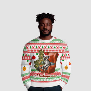 Madagascar Christmas Ugly Christmas Sweater Lemur Santa Hat Holiday Tree - African Pride
