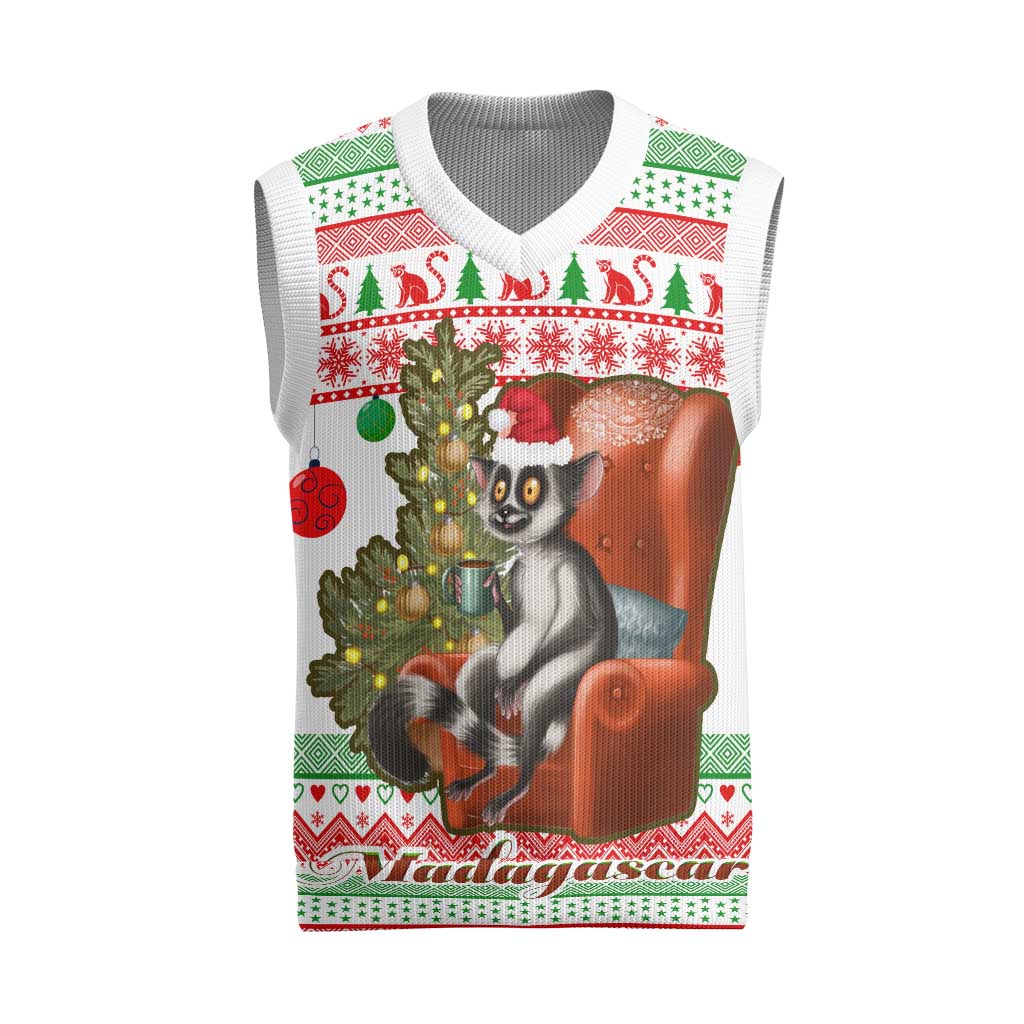 Madagascar Christmas Knitted V-Neck Vest Lemur Santa Hat Holiday Tree - African Pride
