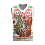 Madagascar Christmas Knitted V-Neck Vest Lemur Santa Hat Holiday Tree - African Pride