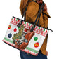Madagascar Christmas Leather Tote Bag Lemur Santa Hat Holiday Tree - African Pride