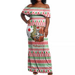 Madagascar Christmas Off Shoulder Maxi Dress Lemur Santa Hat Holiday Tree - African Pride