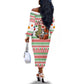 Madagascar Christmas Off The Shoulder Long Sleeve Dress Lemur Santa Hat Holiday Tree - African Pride