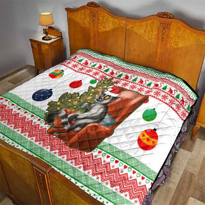 Madagascar Christmas Quilt Lemur Santa Hat Holiday Tree - African Pride