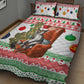 Madagascar Christmas Quilt Bed Set Lemur Santa Hat Holiday Tree - African Pride