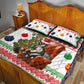 Madagascar Christmas Quilt Bed Set Lemur Santa Hat Holiday Tree - African Pride