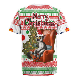 Madagascar Christmas Rugby Jersey Lemur Santa Hat Holiday Tree - African Pride