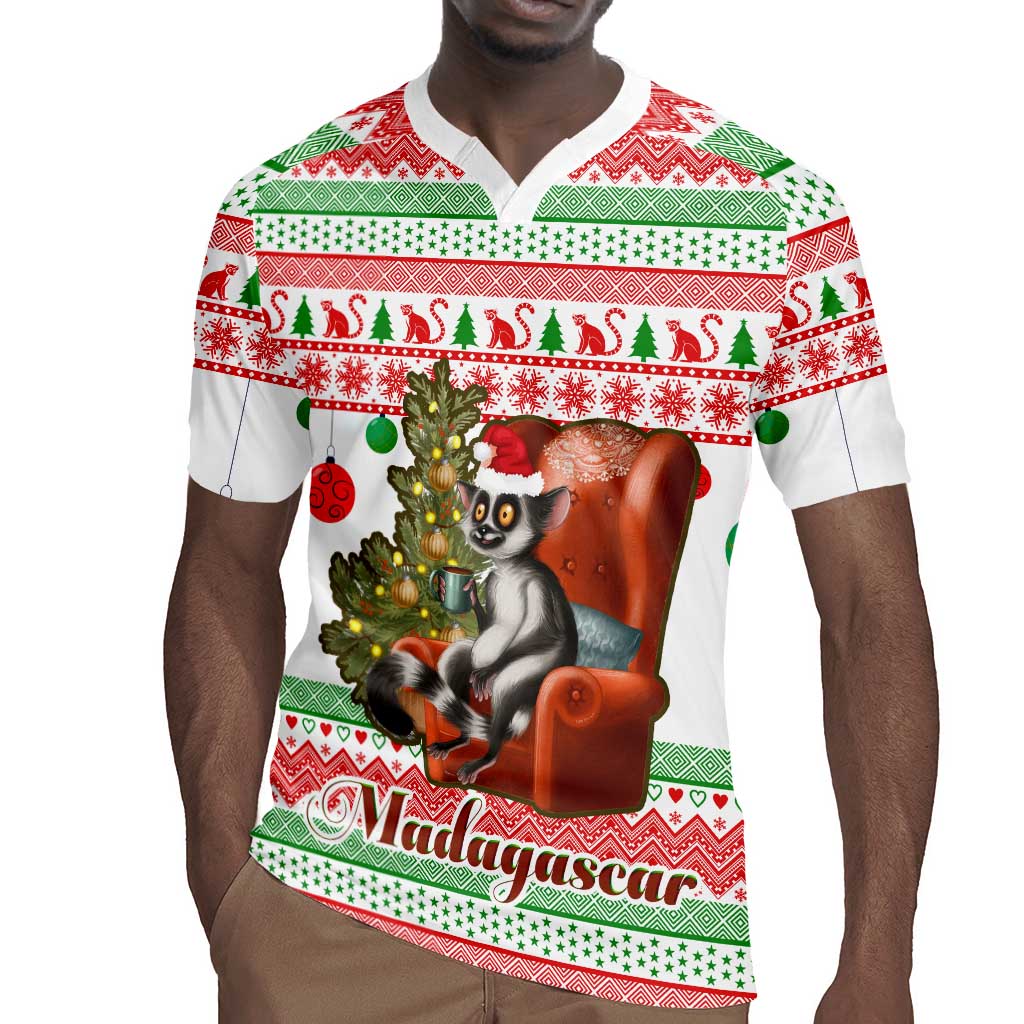 Madagascar Christmas Rugby Jersey Lemur Santa Hat Holiday Tree - African Pride