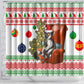 Madagascar Christmas Shower Curtain Lemur Santa Hat Holiday Tree - African Pride