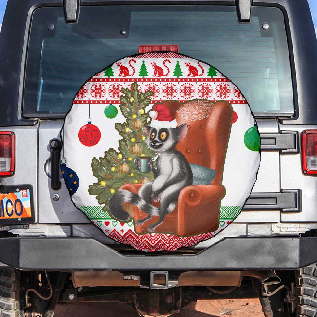 Madagascar Christmas Spare Tire Cover Lemur Santa Hat Holiday Tree - African Pride