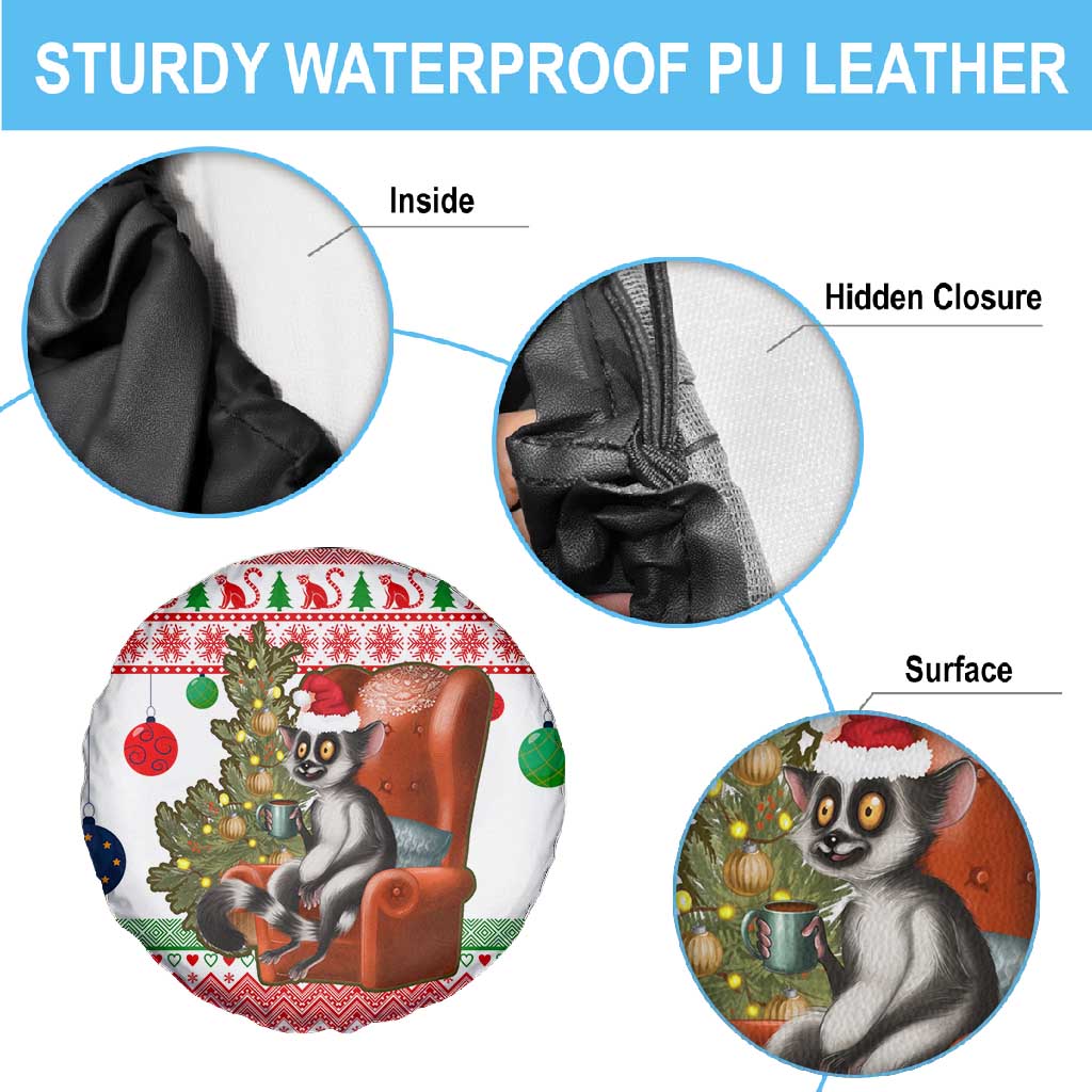 Madagascar Christmas Spare Tire Cover Lemur Santa Hat Holiday Tree - African Pride