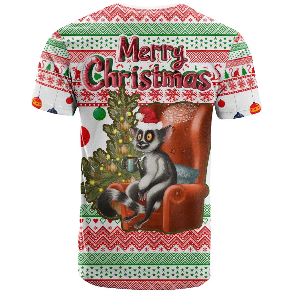 Madagascar Christmas T shirt Lemur Santa Hat Holiday Tree - African Pride