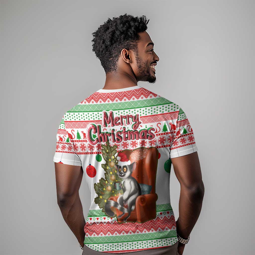 Madagascar Christmas T shirt Lemur Santa Hat Holiday Tree - African Pride