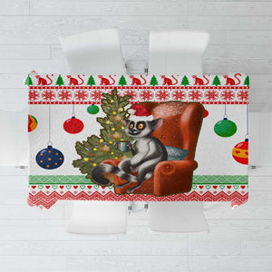 Madagascar Christmas Tablecloth Lemur Santa Hat Holiday Tree - African Pride