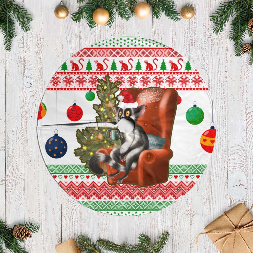 Madagascar Christmas Tree Skirt Lemur Santa Hat Holiday Tree - African Pride