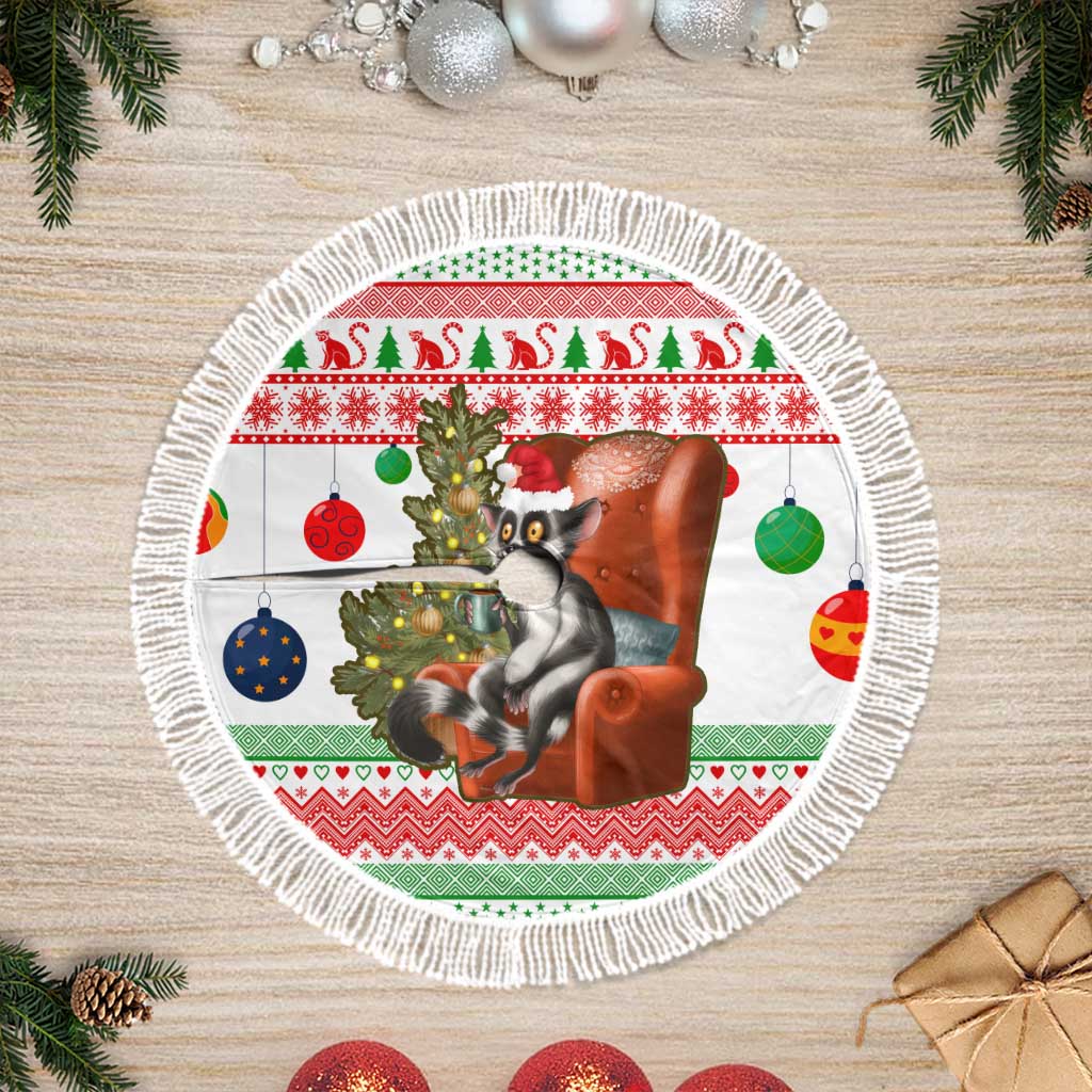 Madagascar Christmas Tree Skirt Lemur Santa Hat Holiday Tree - African Pride
