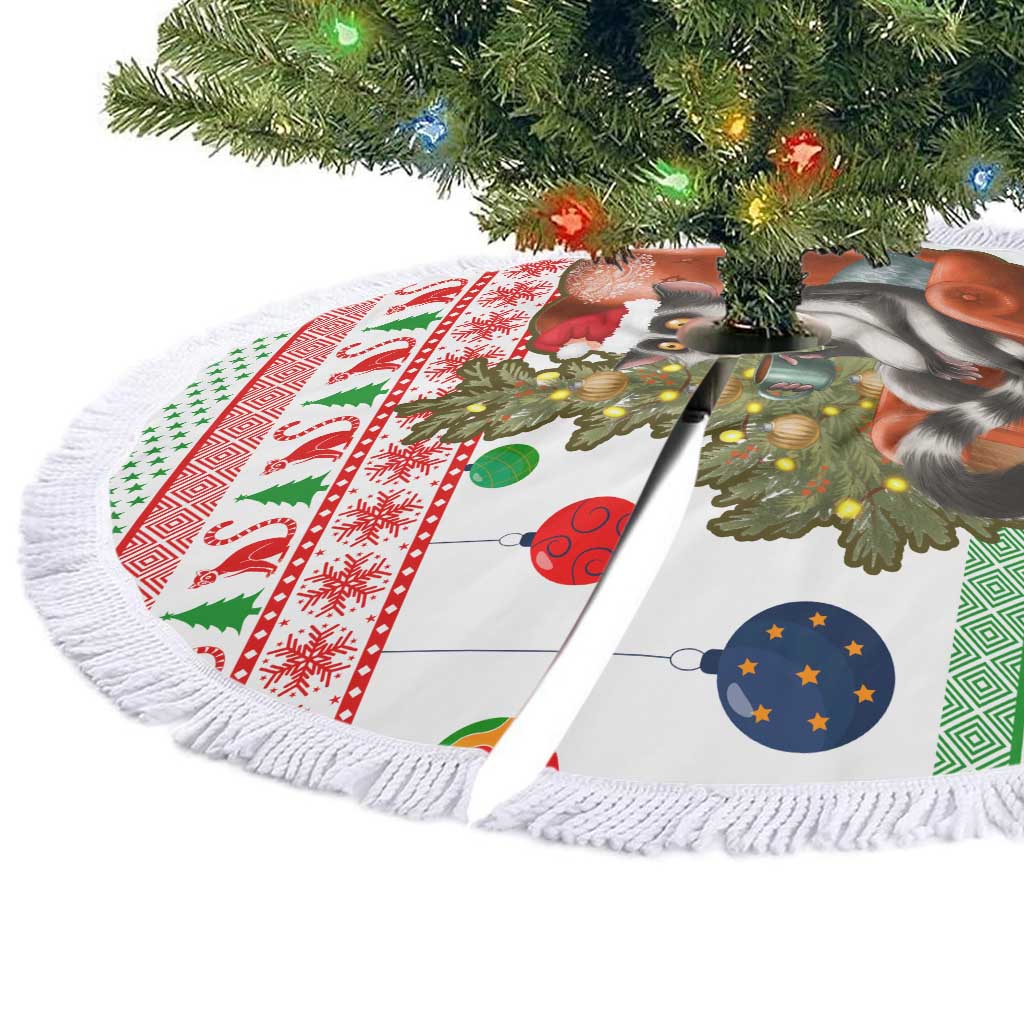 Madagascar Christmas Tree Skirt Lemur Santa Hat Holiday Tree - African Pride