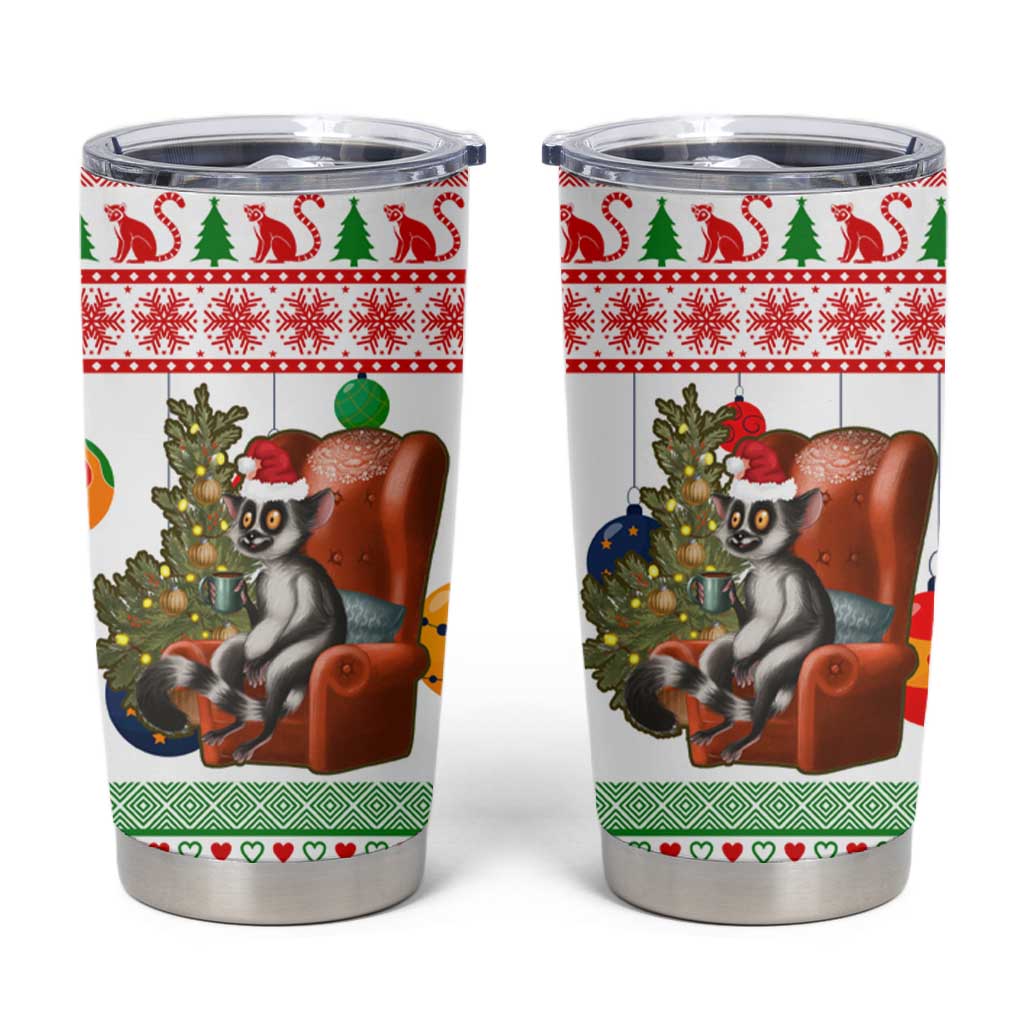 Madagascar Christmas Tumbler Cup Lemur Santa Hat Holiday Tree - African Pride