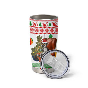 Madagascar Christmas Tumbler Cup Lemur Santa Hat Holiday Tree - African Pride