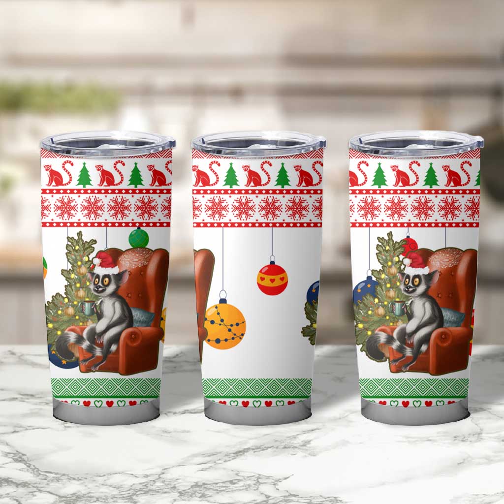 Madagascar Christmas Tumbler Cup Lemur Santa Hat Holiday Tree - African Pride