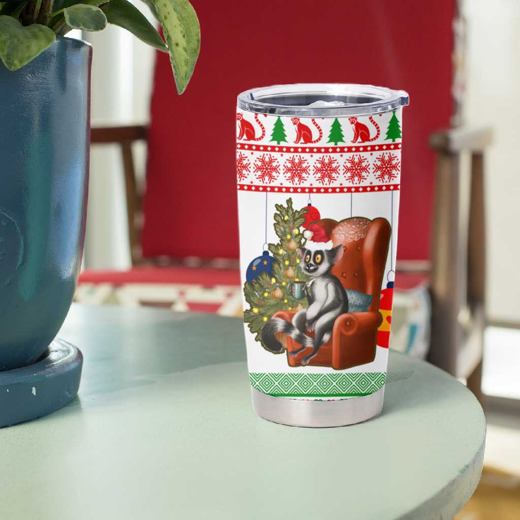 Madagascar Christmas Tumbler Cup Lemur Santa Hat Holiday Tree - African Pride