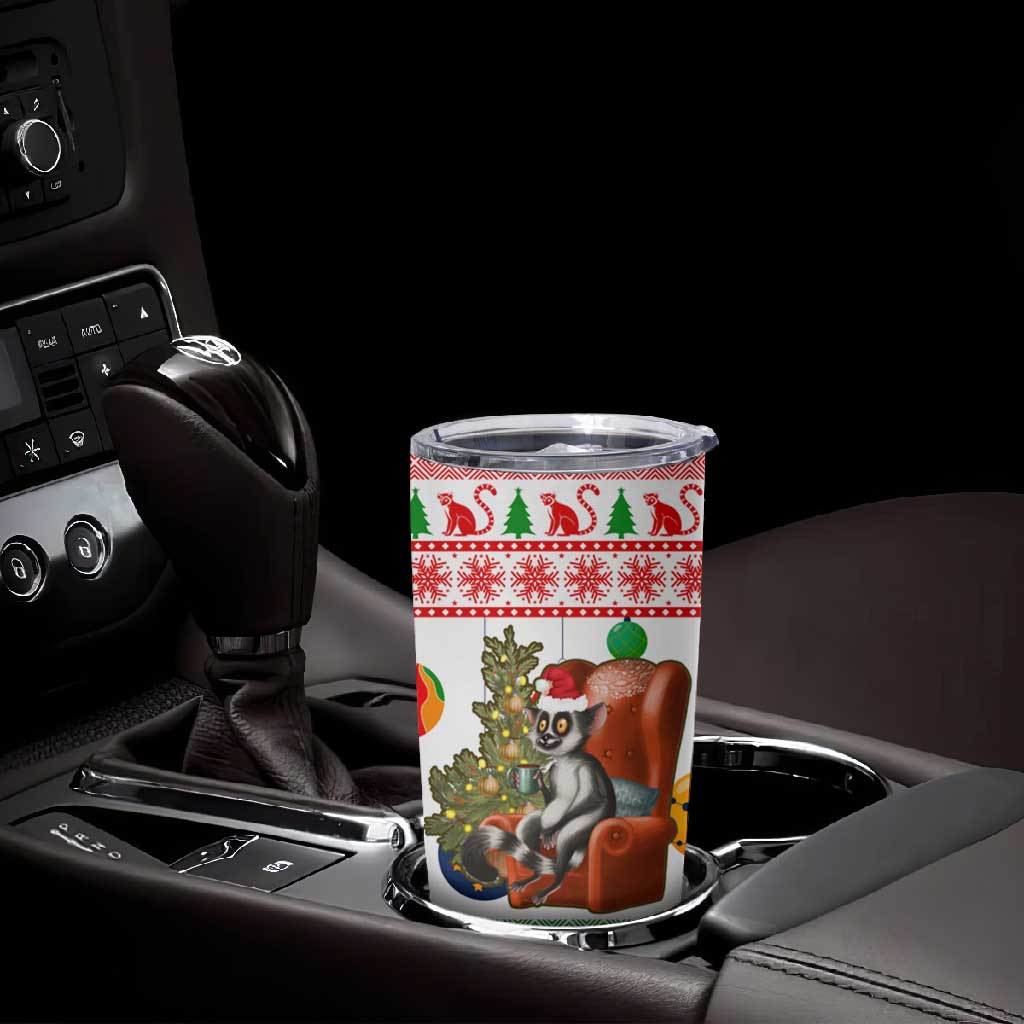 Madagascar Christmas Tumbler Cup Lemur Santa Hat Holiday Tree - African Pride