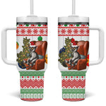 Madagascar Christmas Tumbler With Handle Lemur Santa Hat Holiday Tree - African Pride