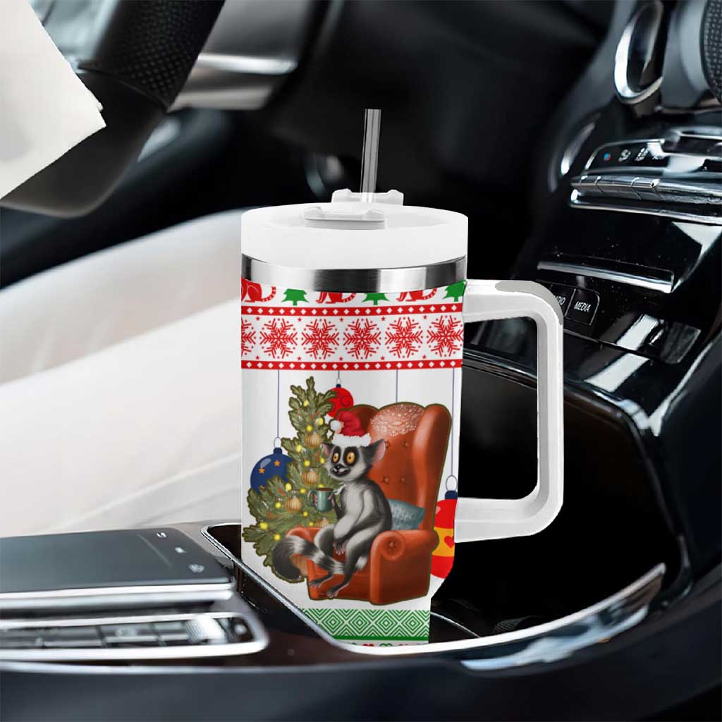 Madagascar Christmas Tumbler With Handle Lemur Santa Hat Holiday Tree - African Pride