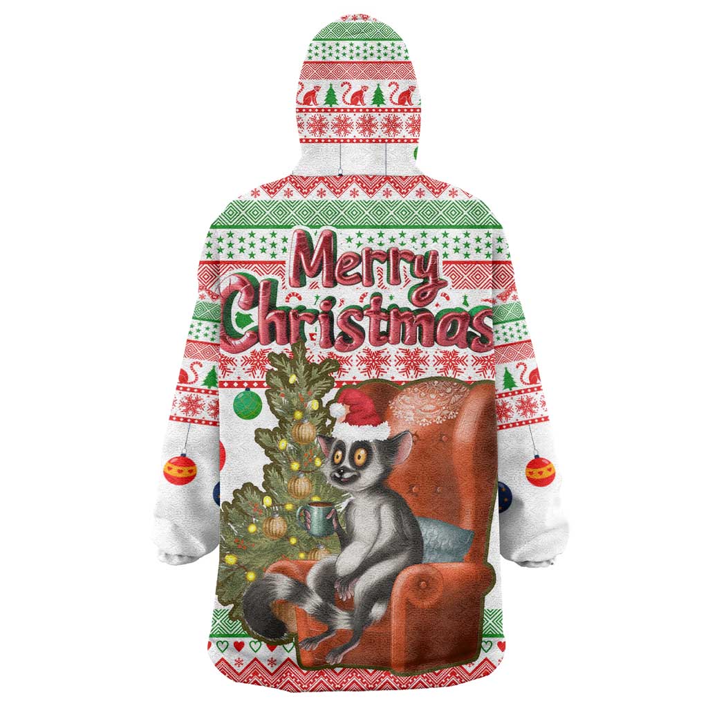 Madagascar Christmas Wearable Blanket Hoodie Lemur Santa Hat Holiday Tree - African Pride