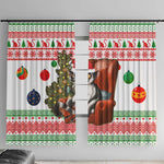 Madagascar Christmas Window Curtain Lemur Santa Hat Holiday Tree - African Pride