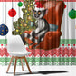 Madagascar Christmas Window Curtain Lemur Santa Hat Holiday Tree - African Pride