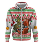 Madagascar Christmas Zip Hoodie Lemur Santa Hat Holiday Tree - African Pride