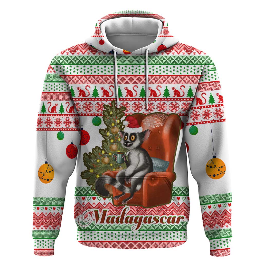 Madagascar Christmas Zip Hoodie Lemur Santa Hat Holiday Tree - African Pride
