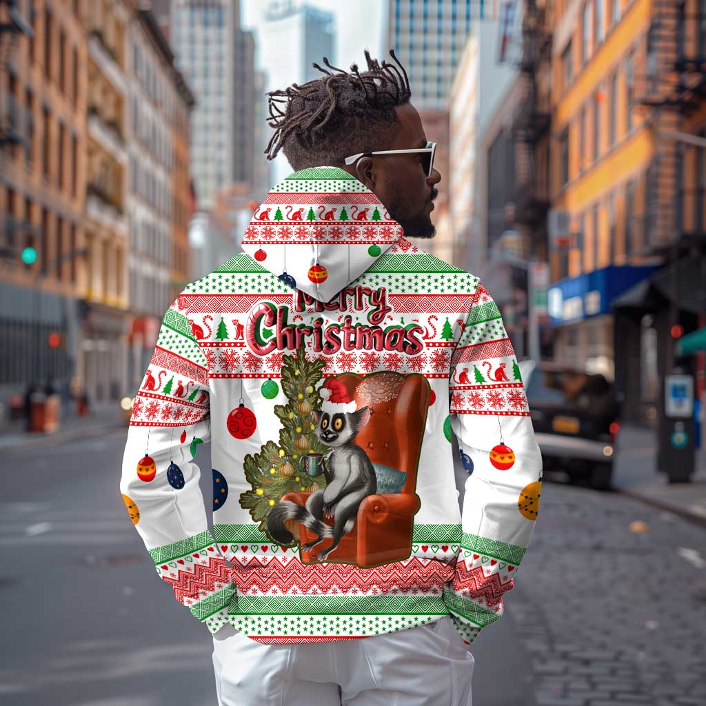 Madagascar Christmas Zip Hoodie Lemur Santa Hat Holiday Tree - African Pride