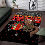 Madagascar Christmas Area Rug Aye Aye Lemur Santa Hat Holiday Lights - African Pride