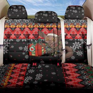 Madagascar Christmas Back Car Seat Cover Aye Aye Lemur Santa Hat Holiday Lights - African Pride