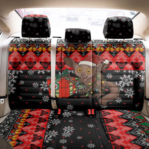 Madagascar Christmas Back Car Seat Cover Aye Aye Lemur Santa Hat Holiday Lights - African Pride
